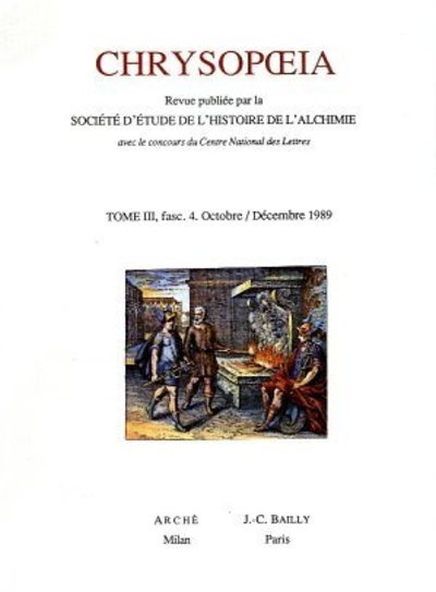 [9782865540921] Chrysopoeia - tome 3 fasc. 4. Octobre / Décembre 1989